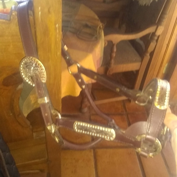 3 Leather Horse Show Halters with Silver Accents - Picture 6 of 8